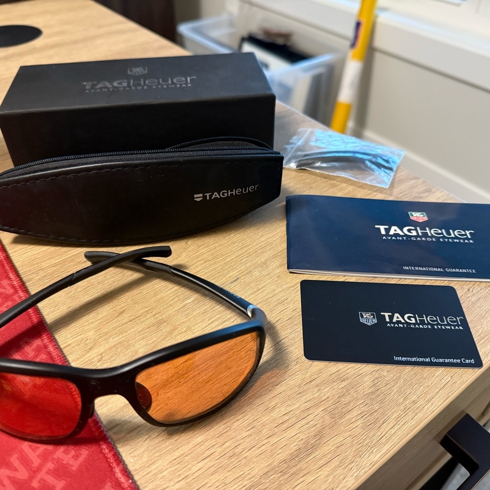 Tag Heuer Black Frame Sunglasses with Orange Lenses - Golf